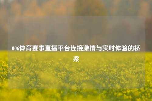 006体育赛事直播平台连接激情与实时体验的桥梁