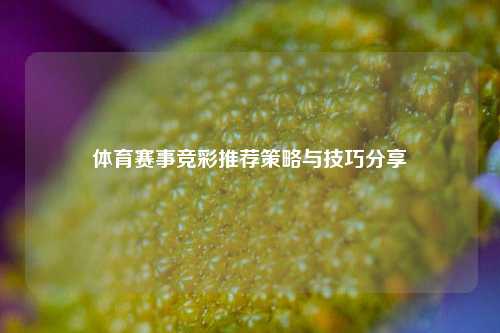 体育赛事竞彩推荐策略与技巧分享