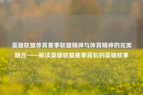 英雄联盟体育赛事联盟精神与体育精神的完美融合——解读英雄联盟赛事背后的英雄故事
