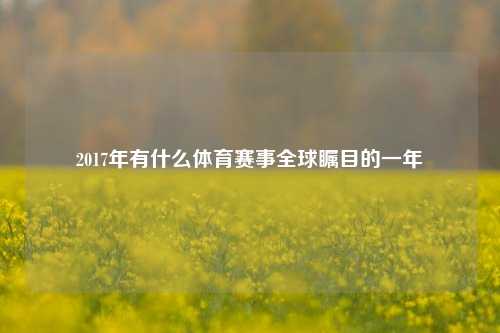 2017年有什么体育赛事全球瞩目的一年