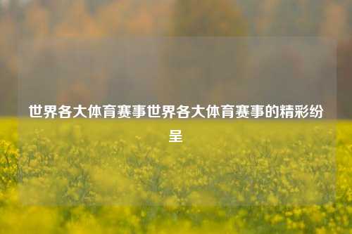 世界各大体育赛事世界各大体育赛事的精彩纷呈