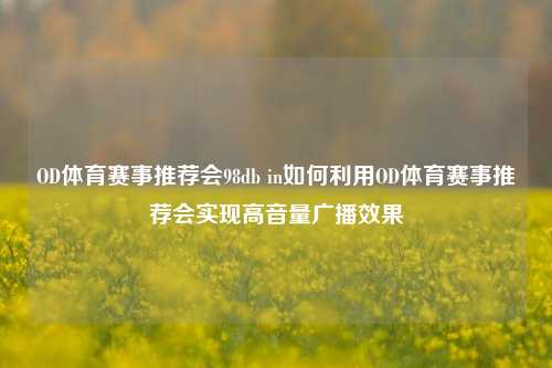 OD体育赛事推荐会98db in如何利用OD体育赛事推荐会实现高音量广播效果