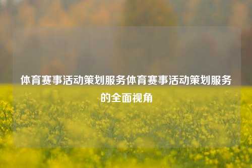 体育赛事活动策划服务体育赛事活动策划服务的全面视角