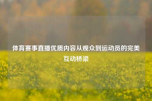 体育赛事直播优质内容从观众到运动员的完美互动桥梁
