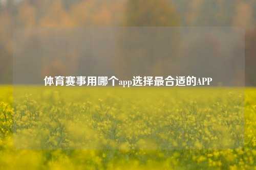 体育赛事用哪个app选择最合适的APP