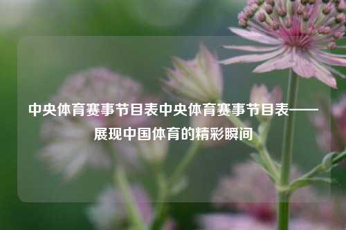 中央体育赛事节目表中央体育赛事节目表——展现中国体育的精彩瞬间