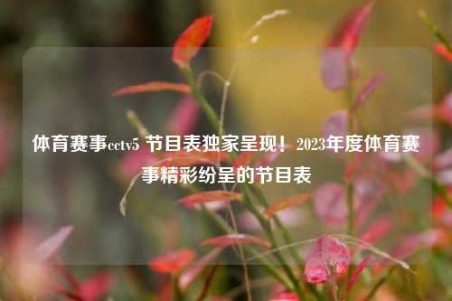 体育赛事cctv5 节目表独家呈现！2023年度体育赛事精彩纷呈的节目表